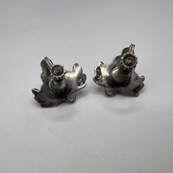 Vintage 925 Sterling Silver Grape Cluster Earrings Screwback Signed Taxco‎ - Picture 4 of 6